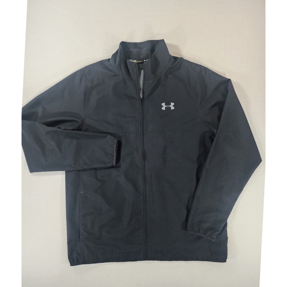 Under Armour Vital Woven Warm Up Track Jacket Men L Black Full Zip Mesh Lined
